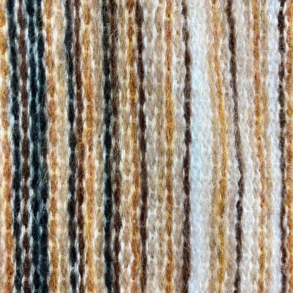 Woven fringed fuzzy throw shawl soft cream brown large rectangular wrap - Picture 3 of 8